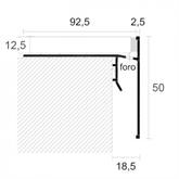 CPQV/50/12 Profilo per balconi Cerfix Protec da 50 mm Grigio Cenere RAL 7038 sp. 12,5 mm