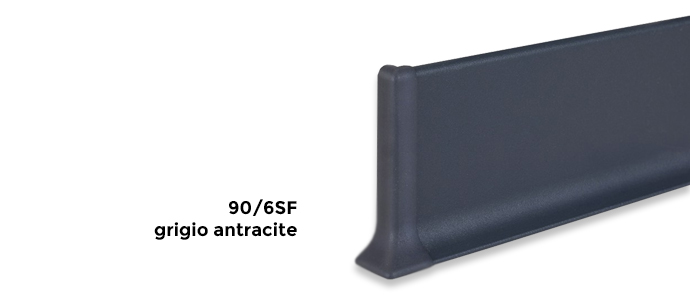 90/6SF Battiscopa in alluminio verniciato grigio antracite