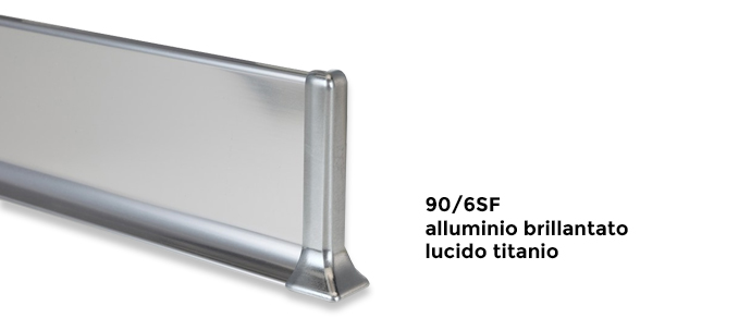 90/6SF Battiscopa in alluminio verniciato alluminio brillantato lucido titanio