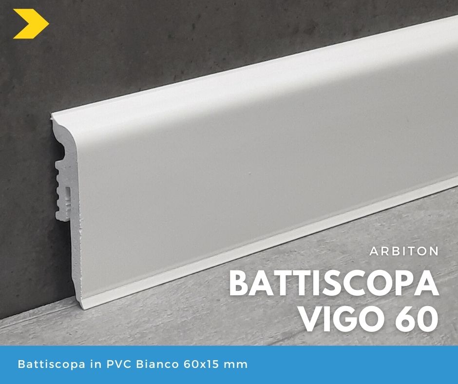 Vigo 60 Battiscopa in PVC con angoli e terminali